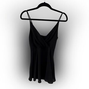 Express Black Draped Neck Short Dress